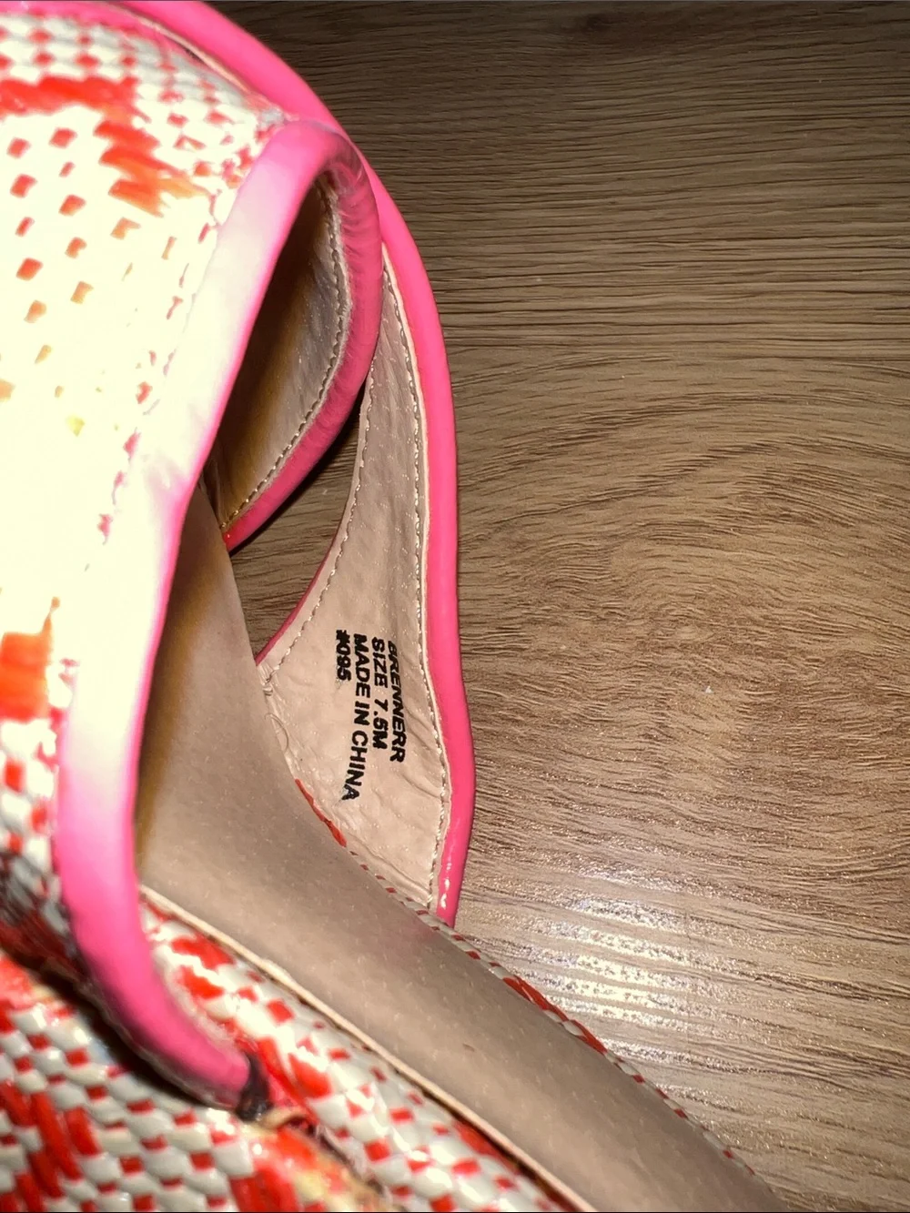 NWOB Madden Girl Coral & Cream Woven Platform Wedges with Ankle Strap